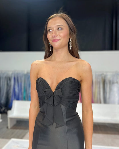 Black Satin Mermaid Evening Dresses Long Sweetheart Prom Gowns