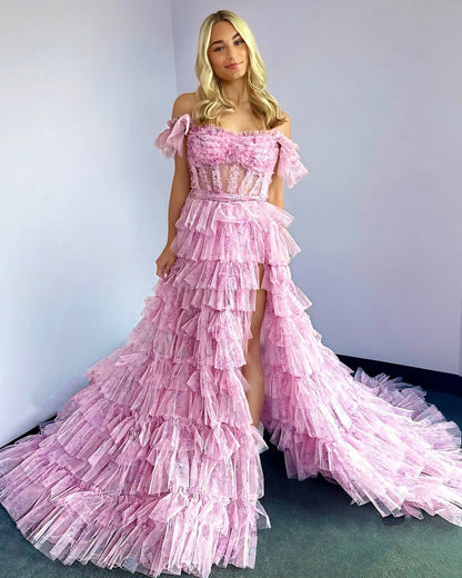 Women's A Line Prom Dresses Long Evening Gowns Corset Floral Party Dresses