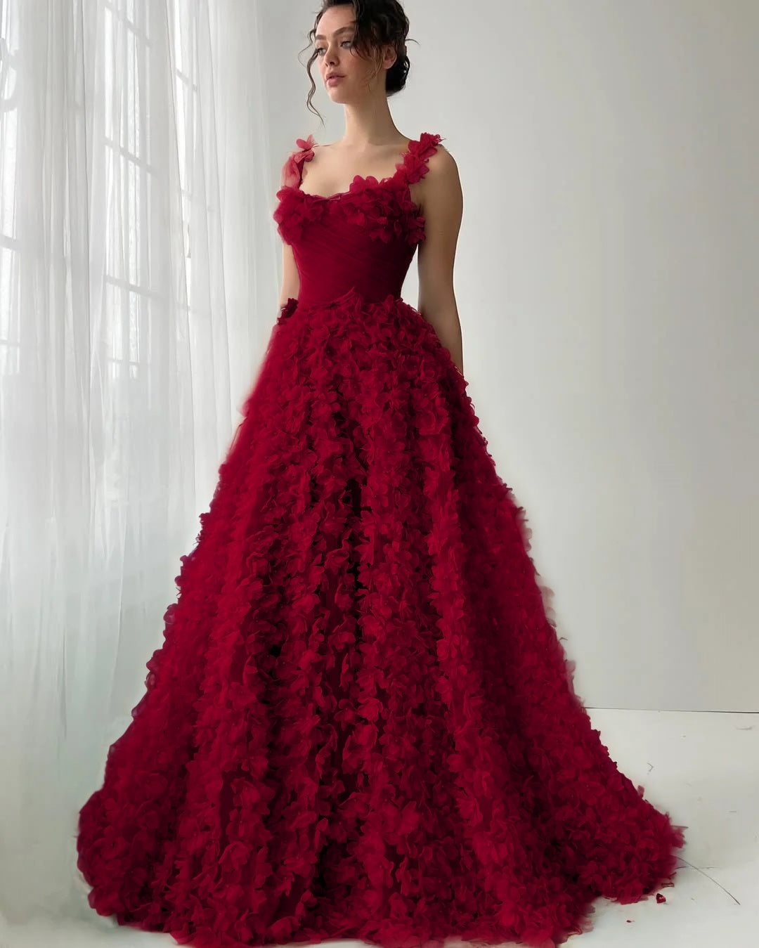 Flower Dreamy Spaghetti-Straps Mint Green Sleeveless Prom Dress