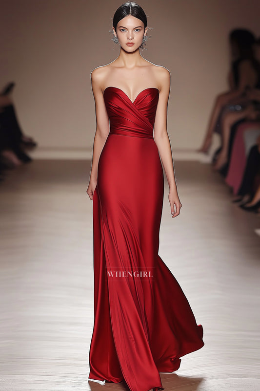 Graceful Empire Waist Sweetheart Sheath Long Pleats Formal Gowns Gala Dresses