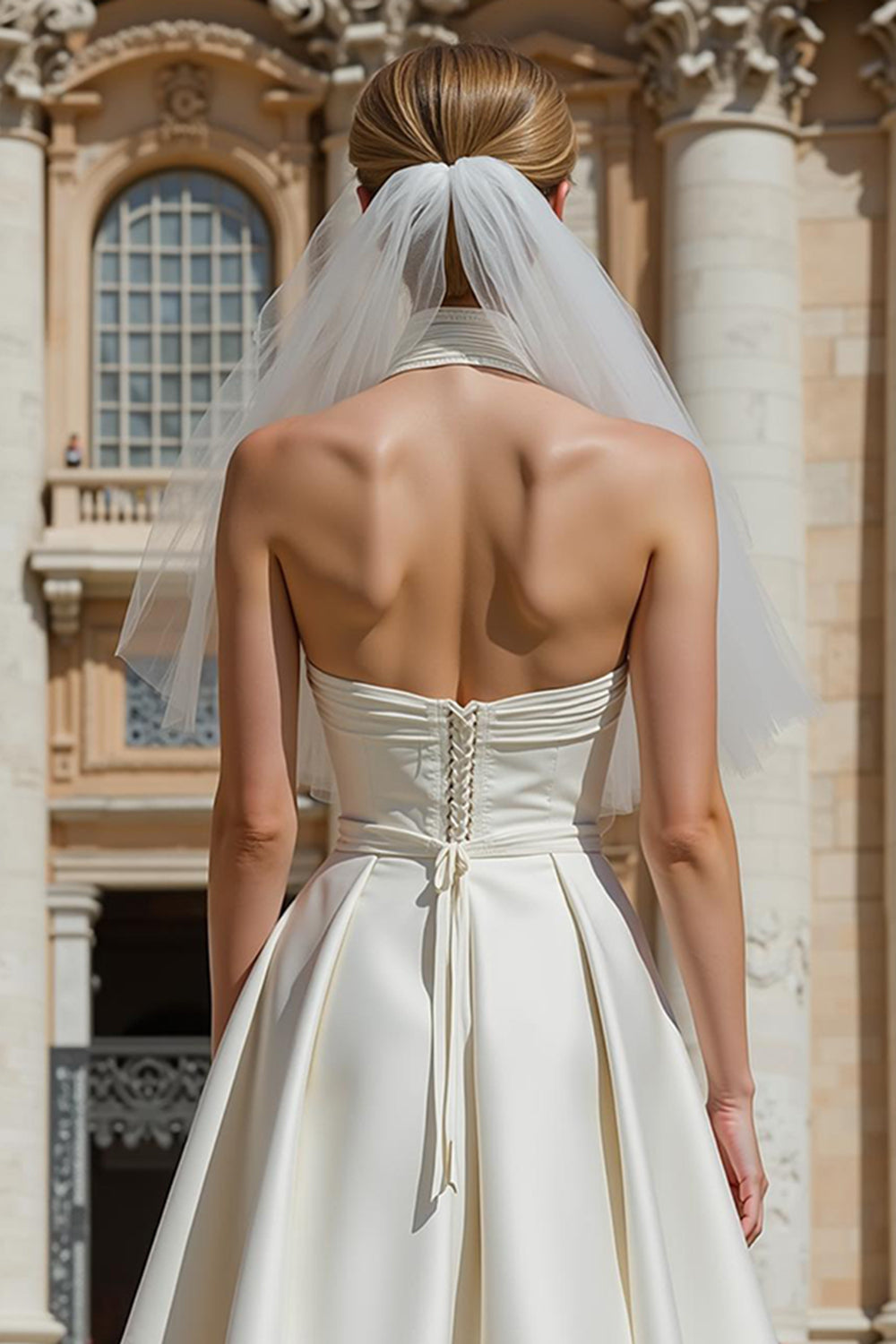 White A Line Sweetheart Short Wedding Dress with Belt