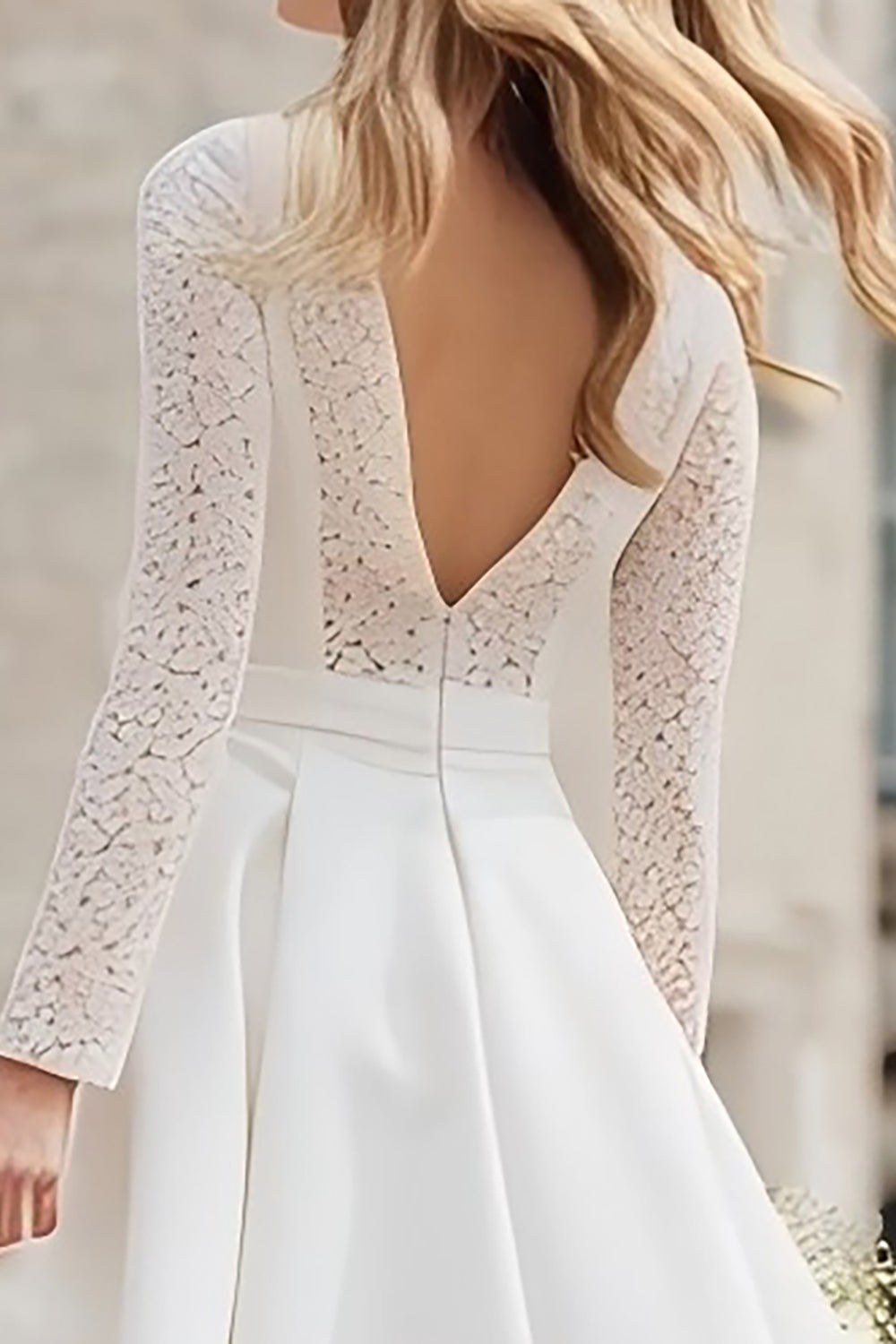 Ivory A Line Backless Midi Engagement Dress with Lace