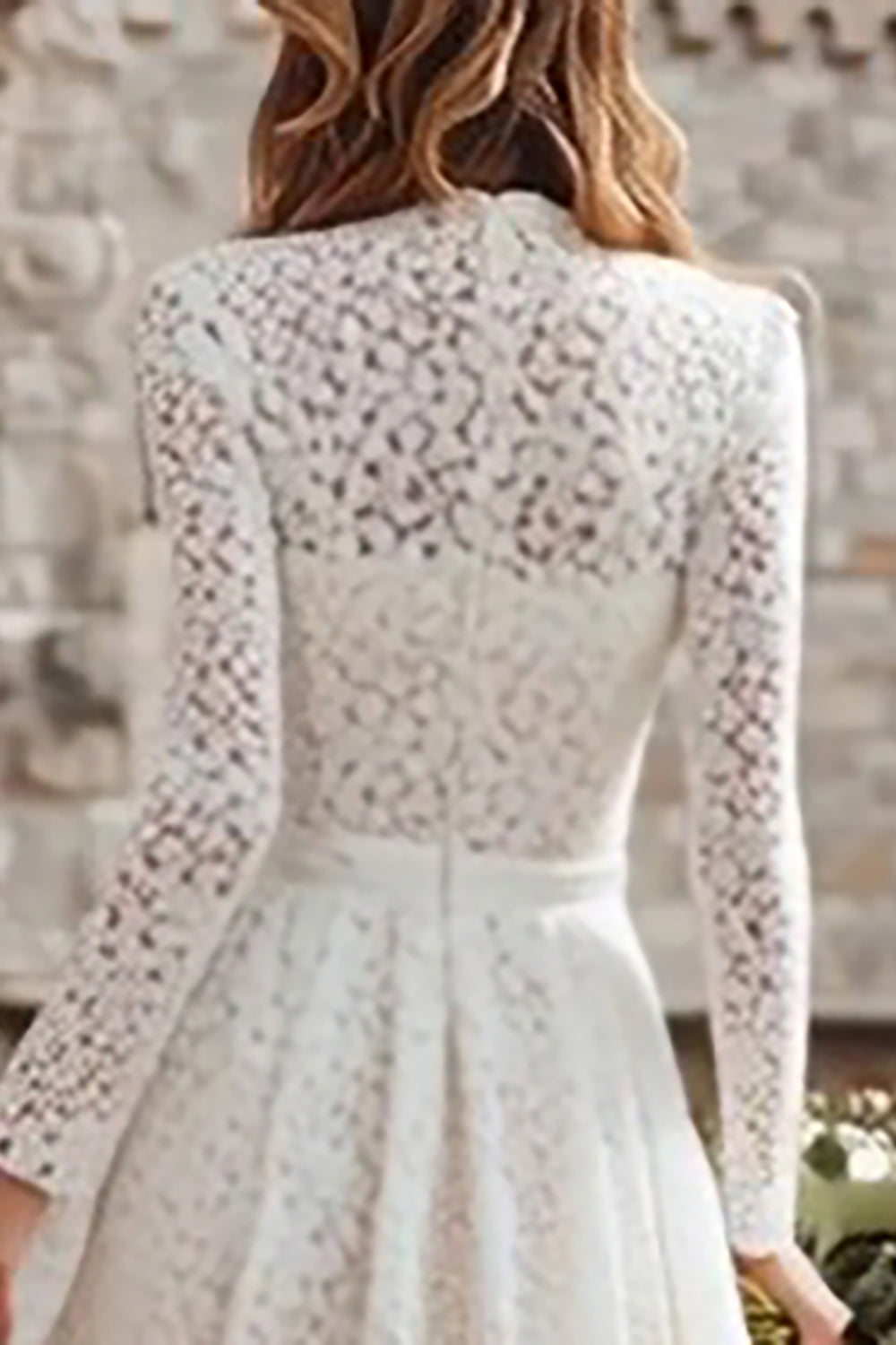 Ivory Lace A Line Long Sleeves Wedding Dress