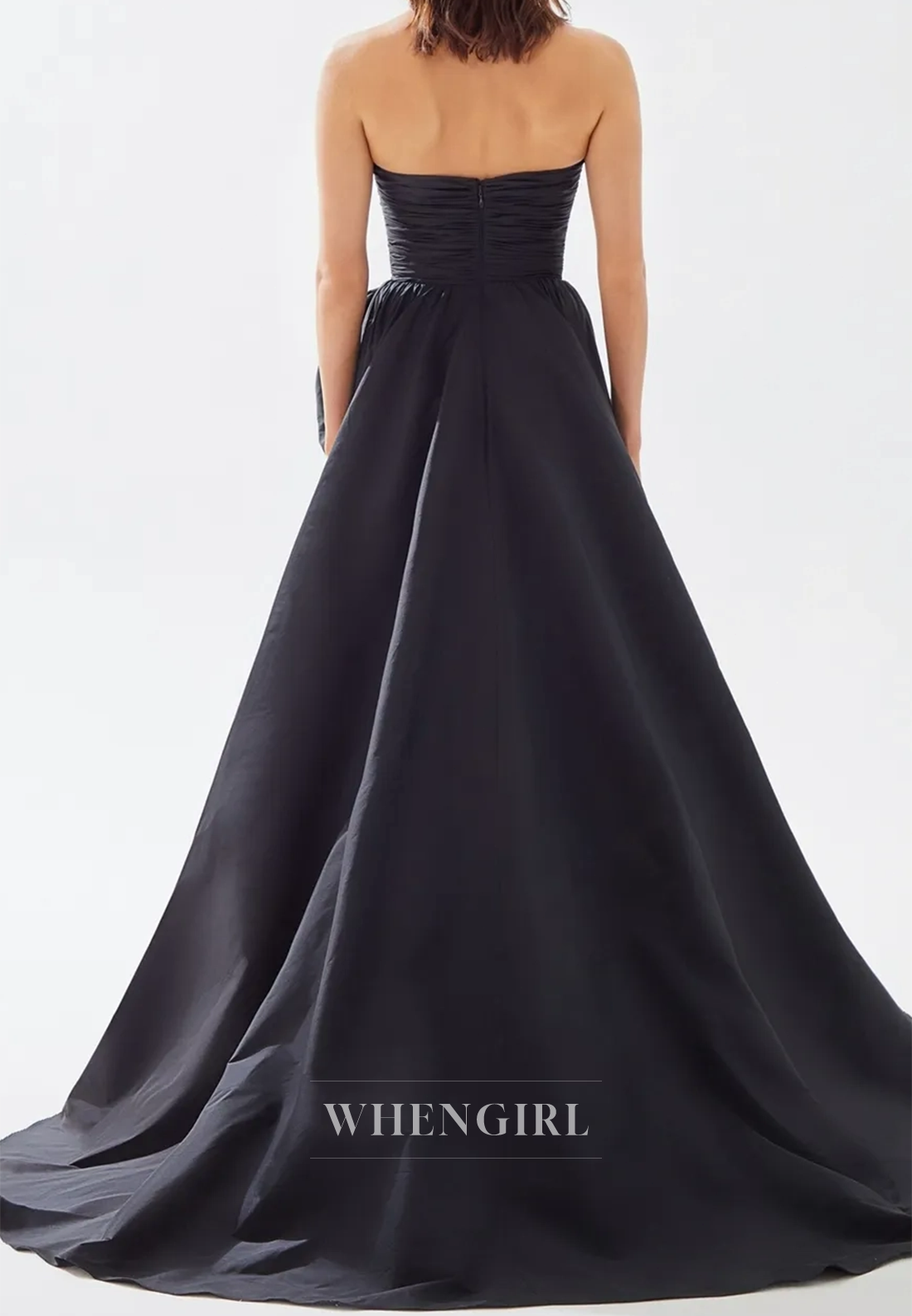 Colorful Tube Top A-Line Sleeveless Side Slit Ruched Satin Party Prom Dress with Floral