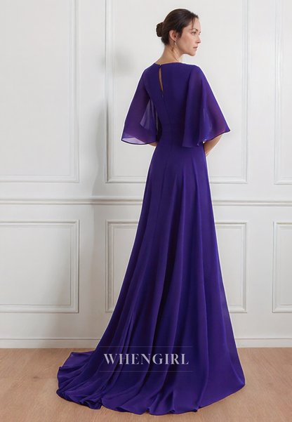 Sexy V Neck Chiffon Half Sleeves Jumpsuit Elegant Mother of the Bride Dress