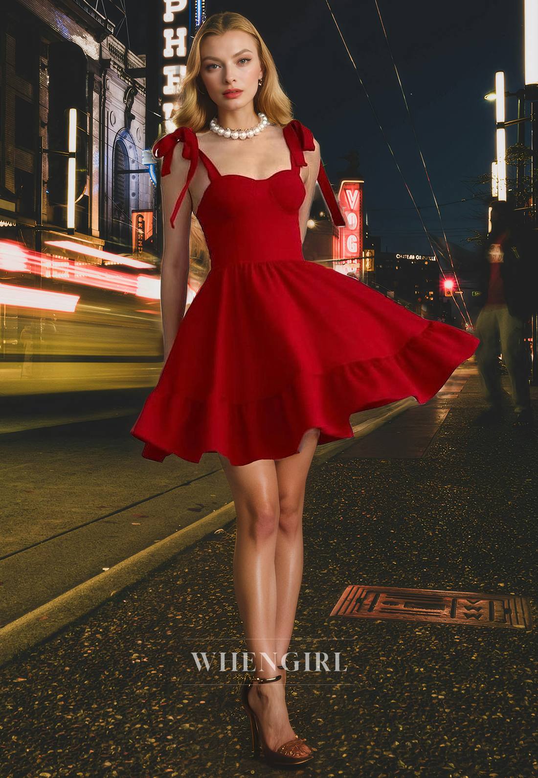A-Line Sweetheart Neck Straps Sleeveless Ruffles Short Homecoming Dress