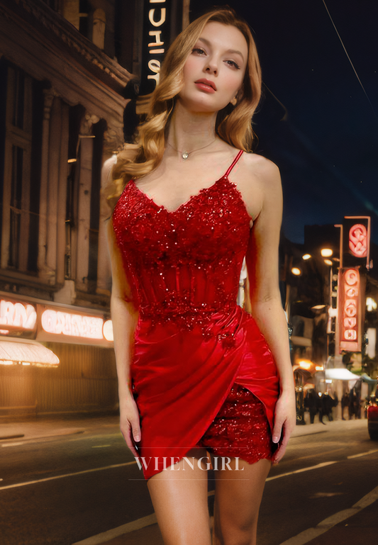 Sheath V Neck Straps Sleeveless Fully Lace Appliques Pleated Back Zipper Homecoming Dress