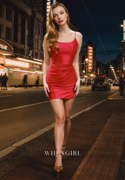 Sheath Strapless Straps Sleeveless Pleated Criss Cross Straps Homecoming Dress