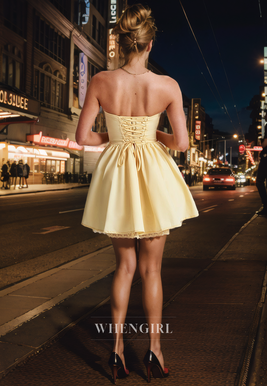 A-Line Strapless Sleeveless Lace Up Short Homecoming Dress