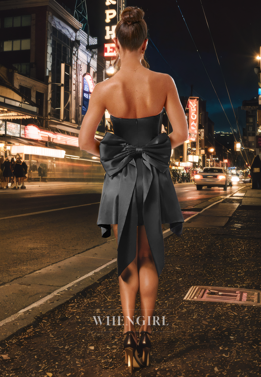 A-Line Strapless Sleeveless Back Zipper Short Homecoming Dress with Bow Knot