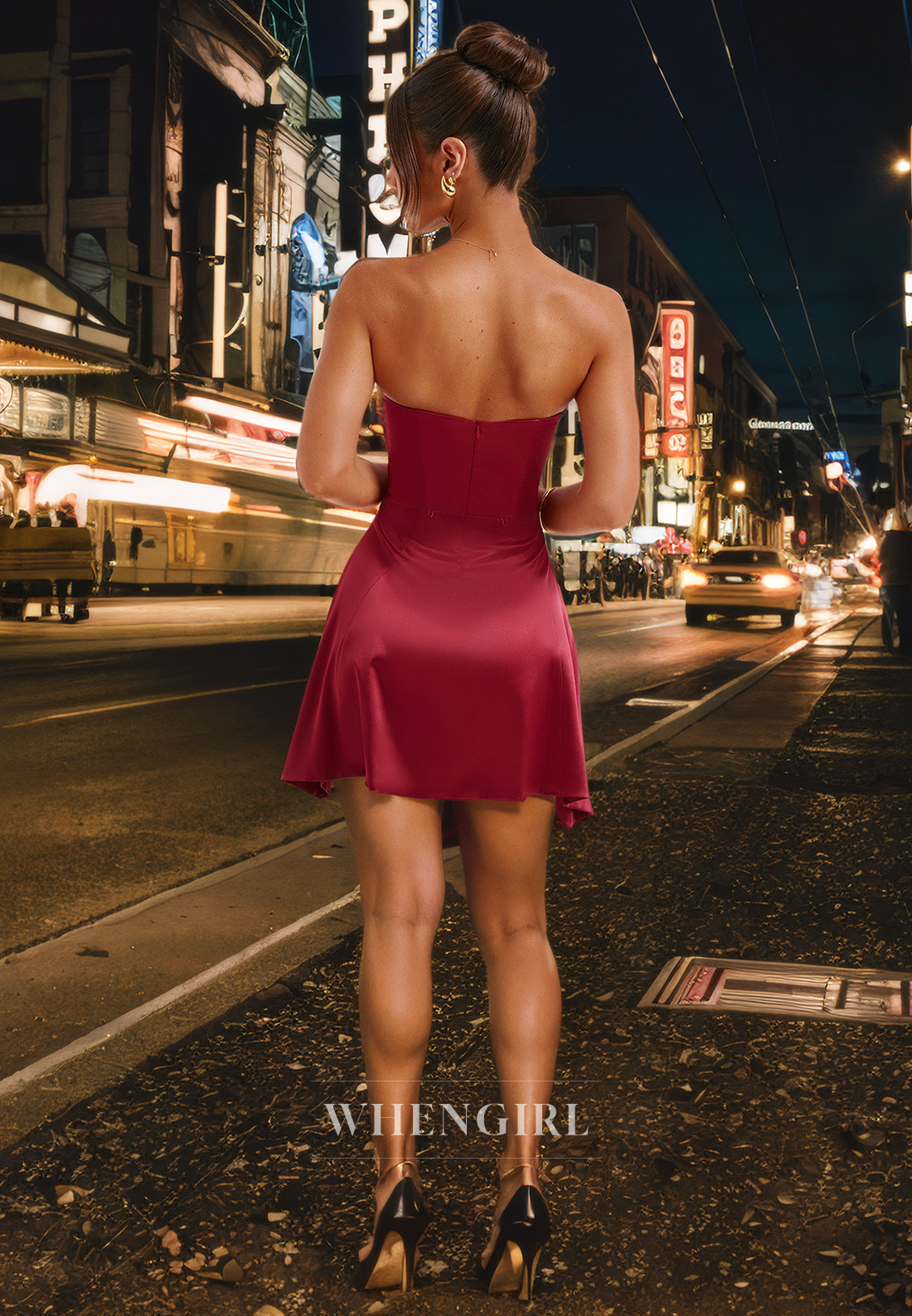 A-Line Strapless Sleeveless Back Zipper Short Homecoming Dress with Bow Knot