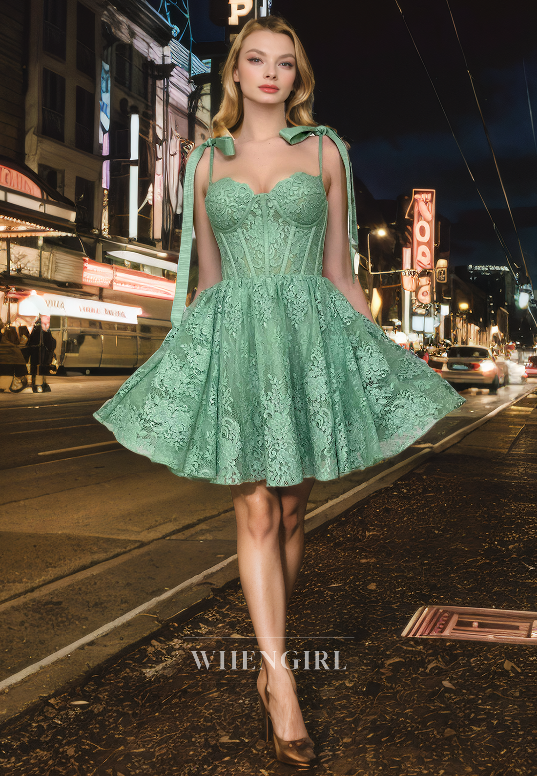 A-Line Strapless Straps Sleeveless Fully Lace Appliques Back Zipper Homecoming Dress