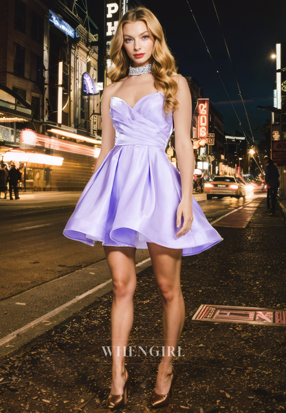 A - Line Strapless Seeveless Back Zipper Homecoming Dress
