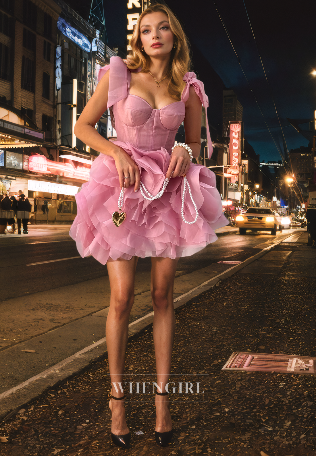 A-Line Strapless Straps Sleeveless Pleated Tulle Tiered Homecoming Dress