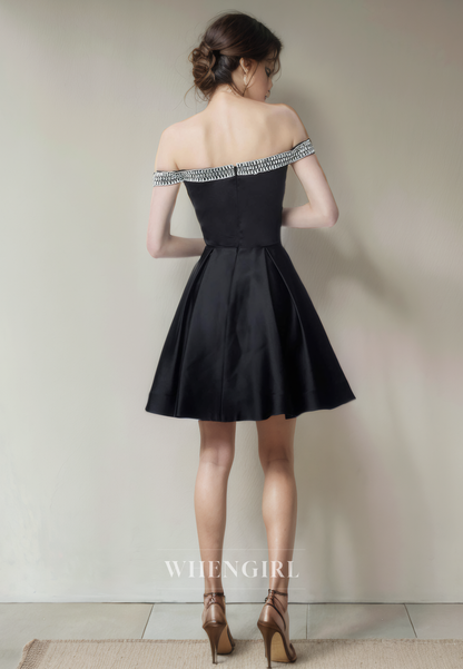 A-Line Off Shoulder Sleeveless Back Zipper Homecoming Dress