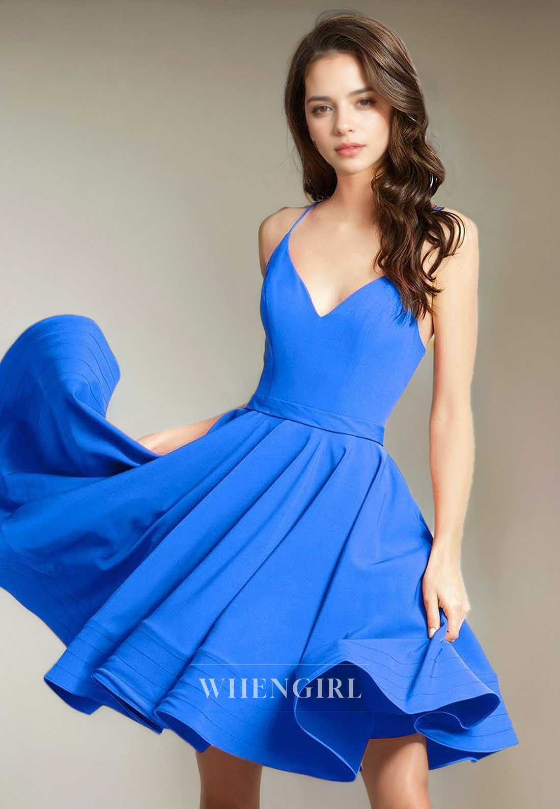 Simple A-Line V Neck Strapless Sleeveless Short Homecoming Dress