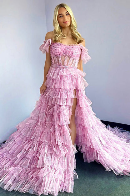 Women's A Line Prom Dresses Long Evening Gowns Corset Floral Party Dresses