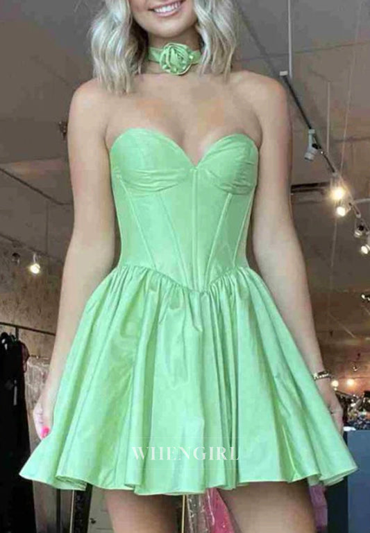 A-Line Sweetheart Strapless Sleeveless Homecoming Dress