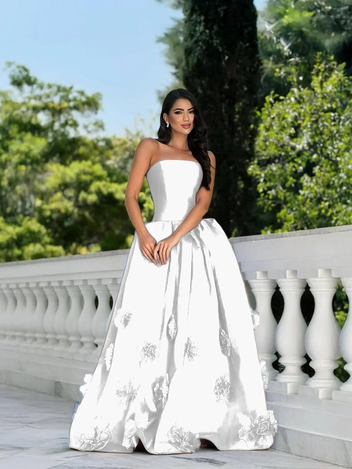Handmade Flower Royal Blue Graceful Straight Across Sleeveless Prom Dress
