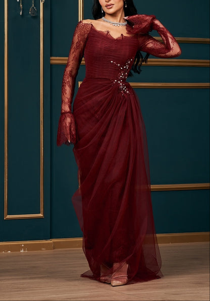 Elegant Lace Long Sleeve Bodycon Formal Dress