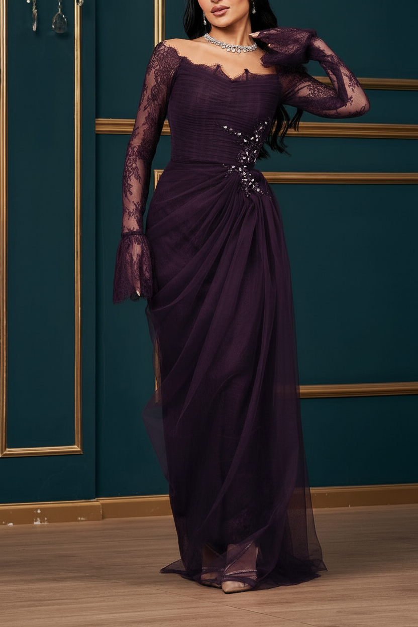 Elegant Lace Long Sleeve Bodycon Formal Dress