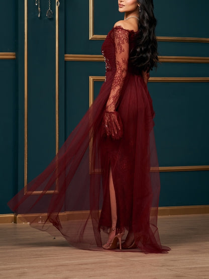 Elegant Lace Long Sleeve Bodycon Formal Dress