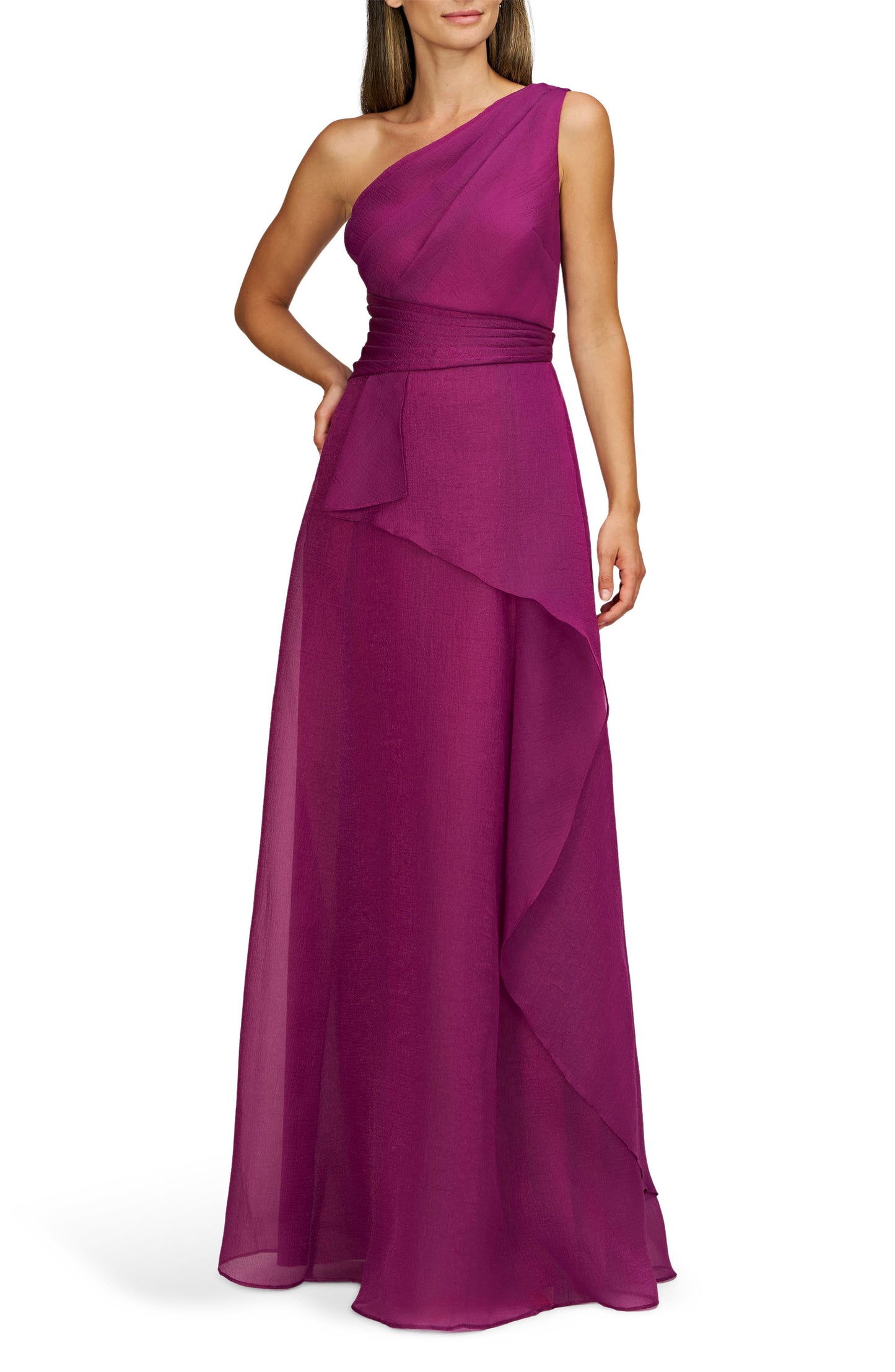 Violet Rose Ruffles One-ShoulderColumn Mother of the Bride Dress