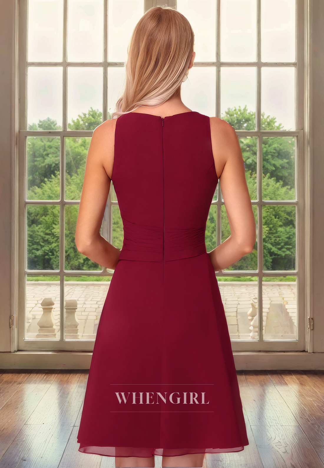 A-Line Two Piece High Scoo Neck 34 Length Sleeves Back Zipper Knee Length Mother of Bride Dress