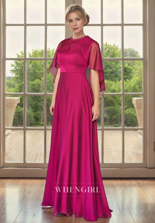 A-Line High Neck Sleeveless Beaded Back Zipper Mother of Bride Dress