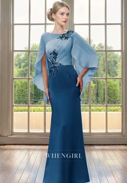 Sheath Scoop Neck Sleeveless Pleated Beaded Sequines Appliques Mother of Bride Dress