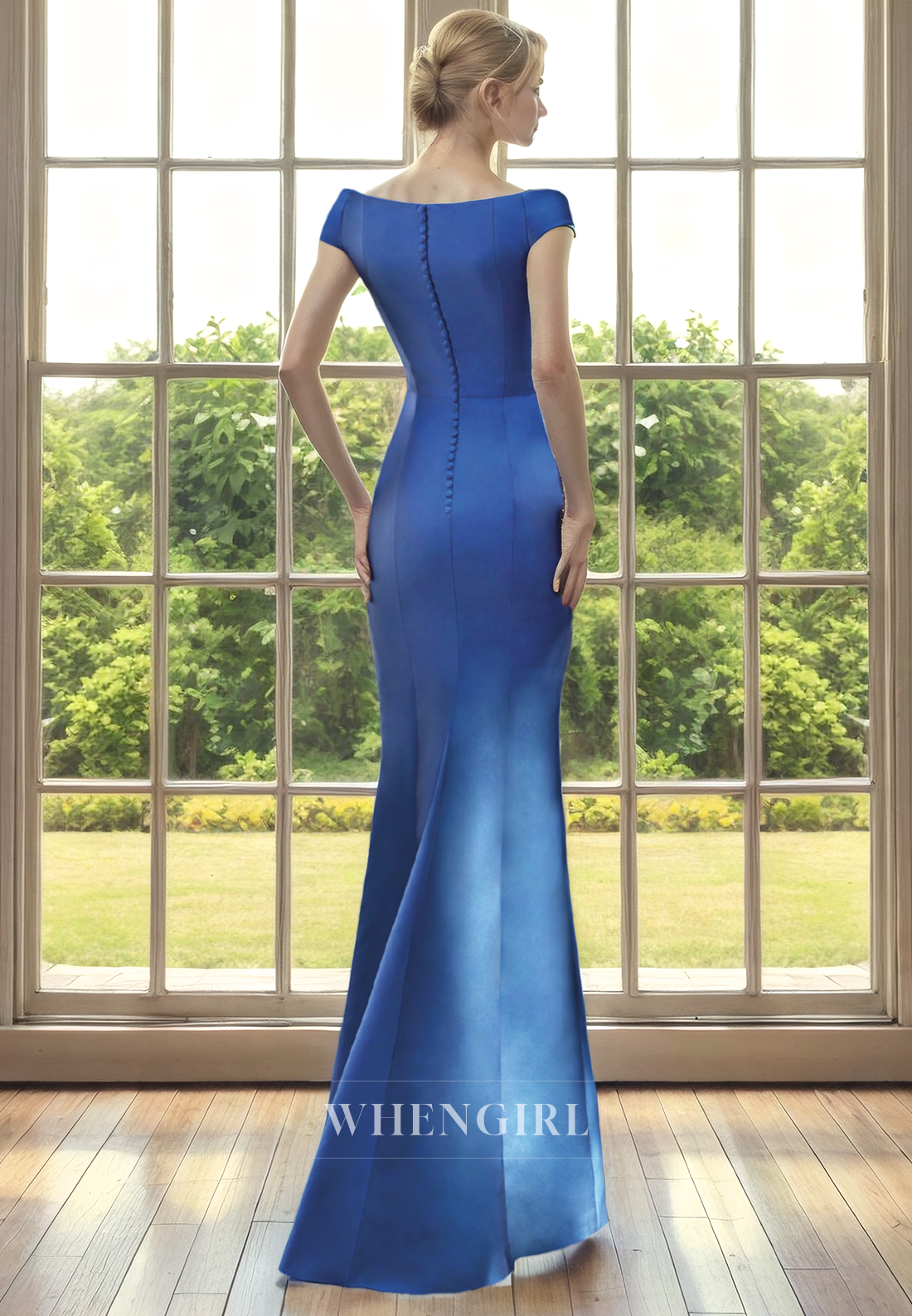 Sheath Off Shoulder Sleeveless Pleated Beaded Back Zipper Buttons Mother of Bride Dress
