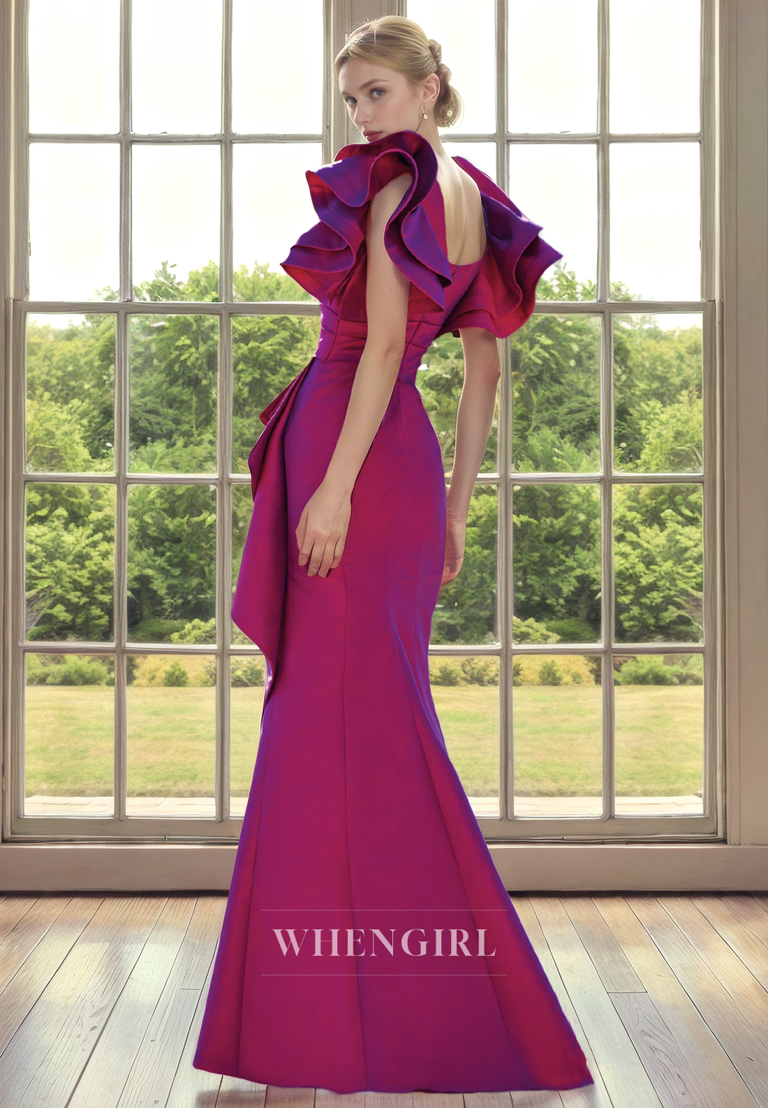 Sheath V Neck Sleeveless Pleated Back Zipper Mther of Bride Dress with Side Slit
