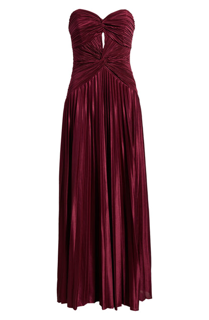 Sweetheart Pleated Column Strapless Formal Evening Dress
