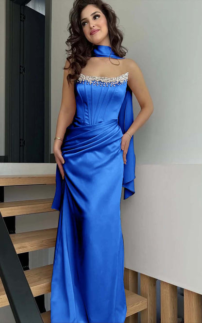 Timeless Pink Strapless Prom Dress Sleeveless Satin with Rhinestones