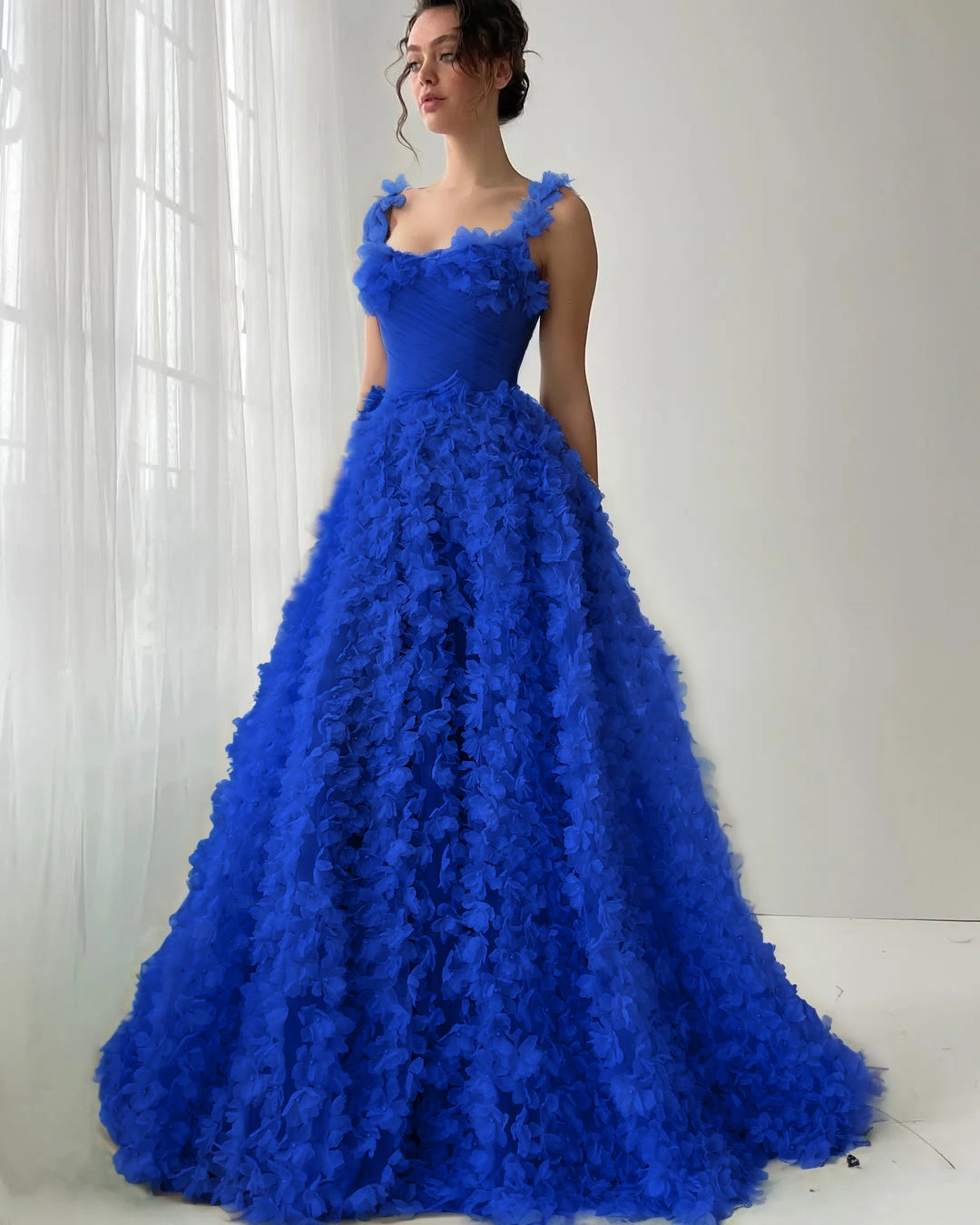 Flower Dreamy Spaghetti-Straps Mint Green Sleeveless Prom Dress