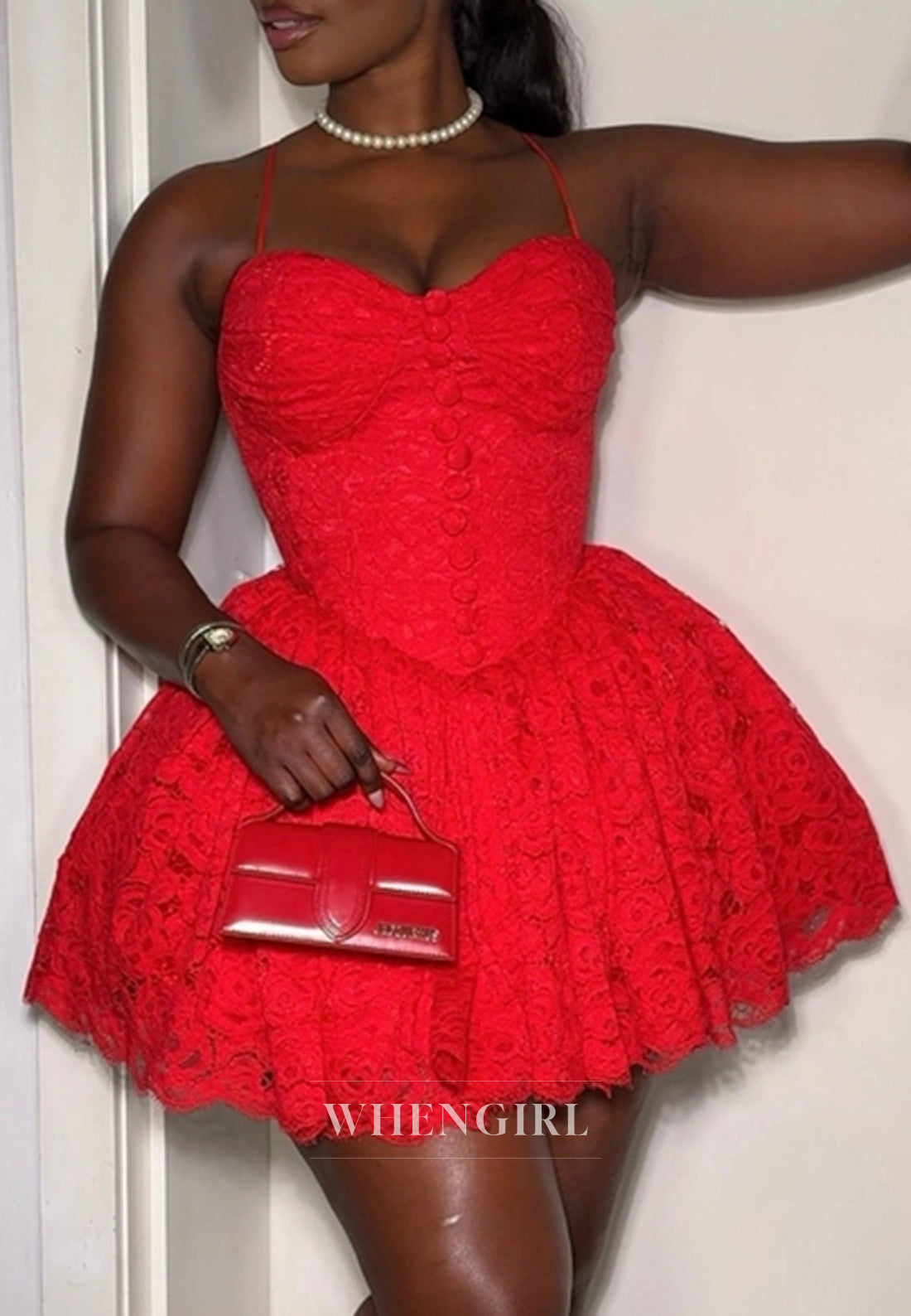 A-Line Sweetheart Spaghetti Straps Sleeveless Lace Homecoming Dress
