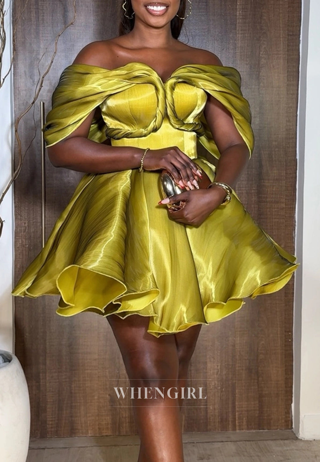 Asymmetrical Neck Off Shoulder Pleated A-Line Homecoming Dress