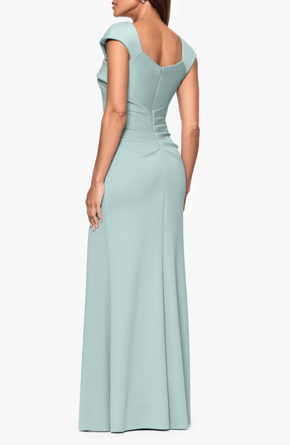 Asymmetric Neck Slit Ruched Back Zipper Trumpet Mother of the Bride Gown