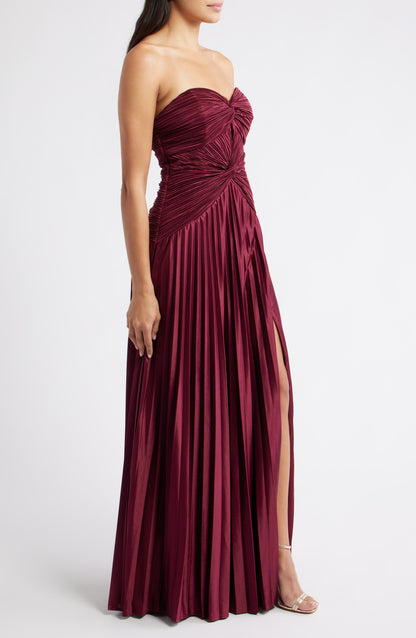 Sweetheart Pleated Column Strapless Formal Evening Dress