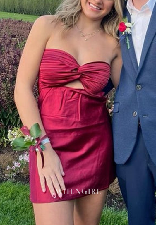 Sweetheart Sleeveless Cut Out Strapless Sheath Short Homecoming Dress