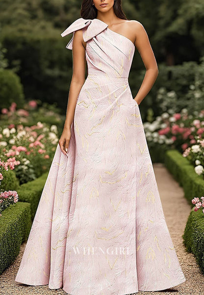 A-Line One Shoudler Bowknot Back Zipper Mother of the Bride Dress