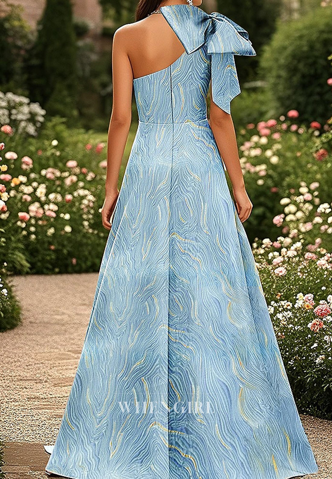 A-Line One Shoudler Bowknot Back Zipper Mother of the Bride Dress