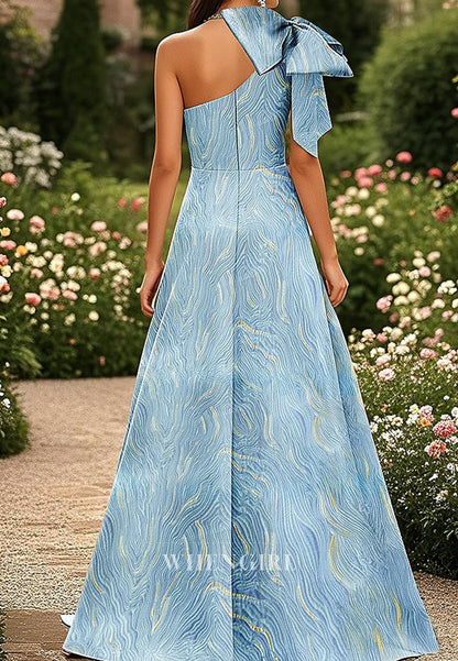 A-Line One Shoudler Bowknot Back Zipper Mother of the Bride Dress