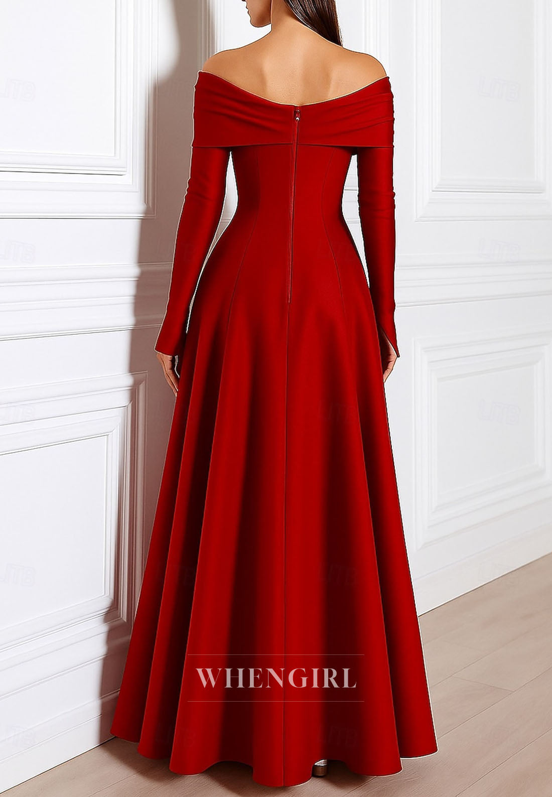 Scoop Neck Long Sleeves A-Line Mother of the Bride Dress