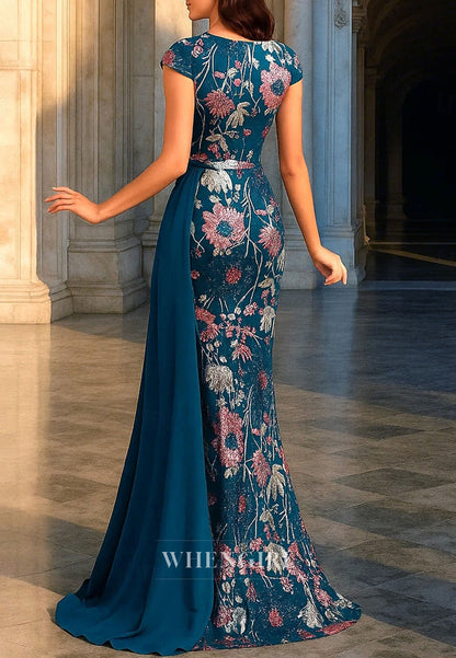 A-Line V Neck Elegant Vintage Luxurious Polyester Mother of the Bride Dress