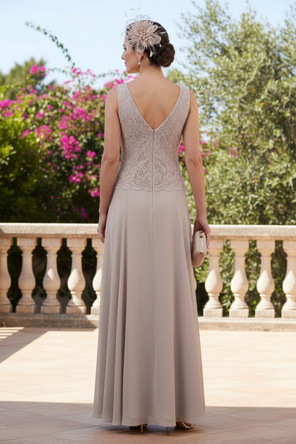 A Line V-Neck Champagne Mother of the Bride Dress with Jacket