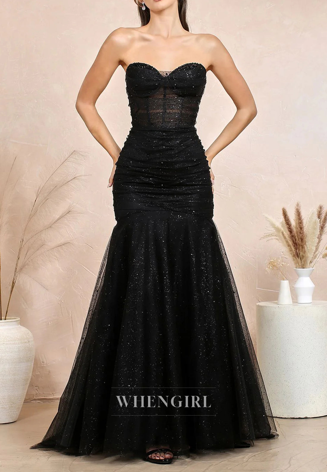 Mermaid Sweetheart Sleeveless Sparkle Sleeveless Lace Up Prom Dress