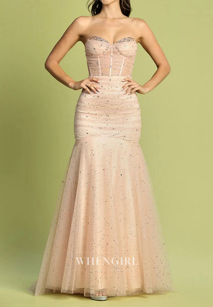 Mermaid Sweetheart Sleeveless Sparkle Sleeveless Lace Up Prom Dress