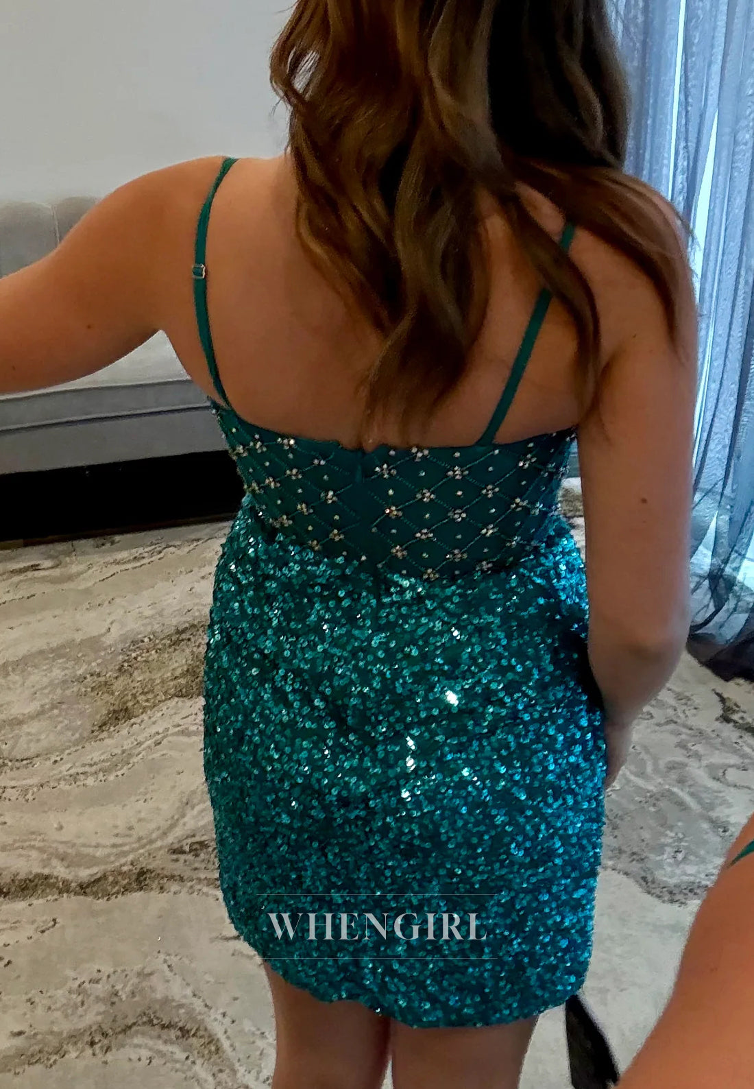 Sheath Sleeveless Bateau Neck Sequins Back Zipper Beaded Short Homecoming Dress
