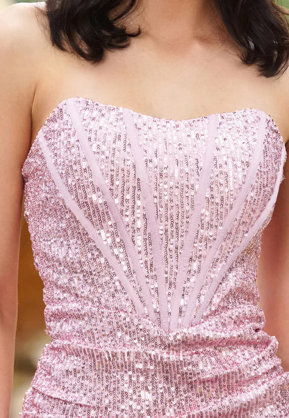 Stunning Sheath Tube Top Strapless Sequins Short Homecoming Dress